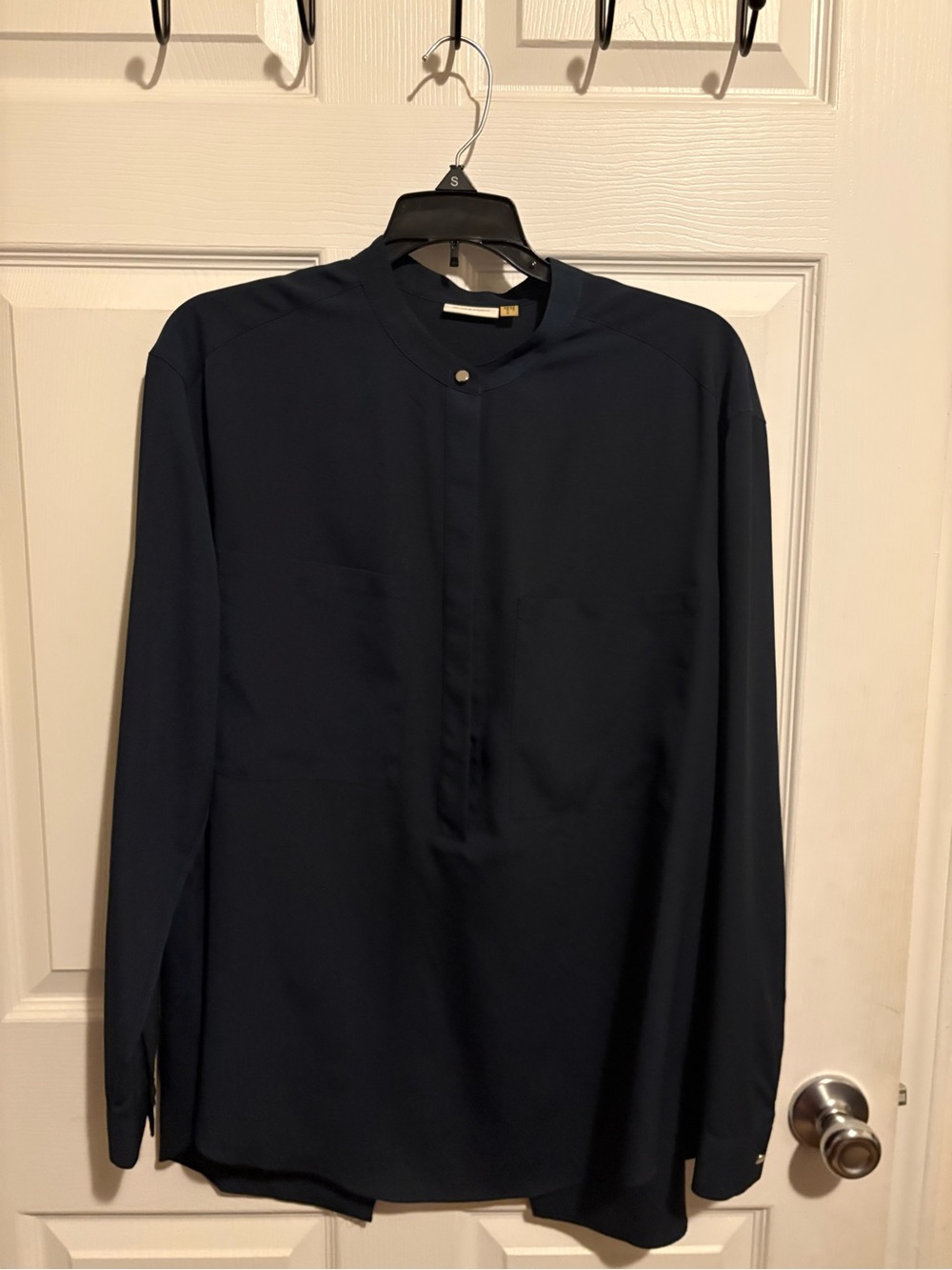 Women’s DKNY Navy Blue Long-Sleeve Mandarain Collar Shirt
